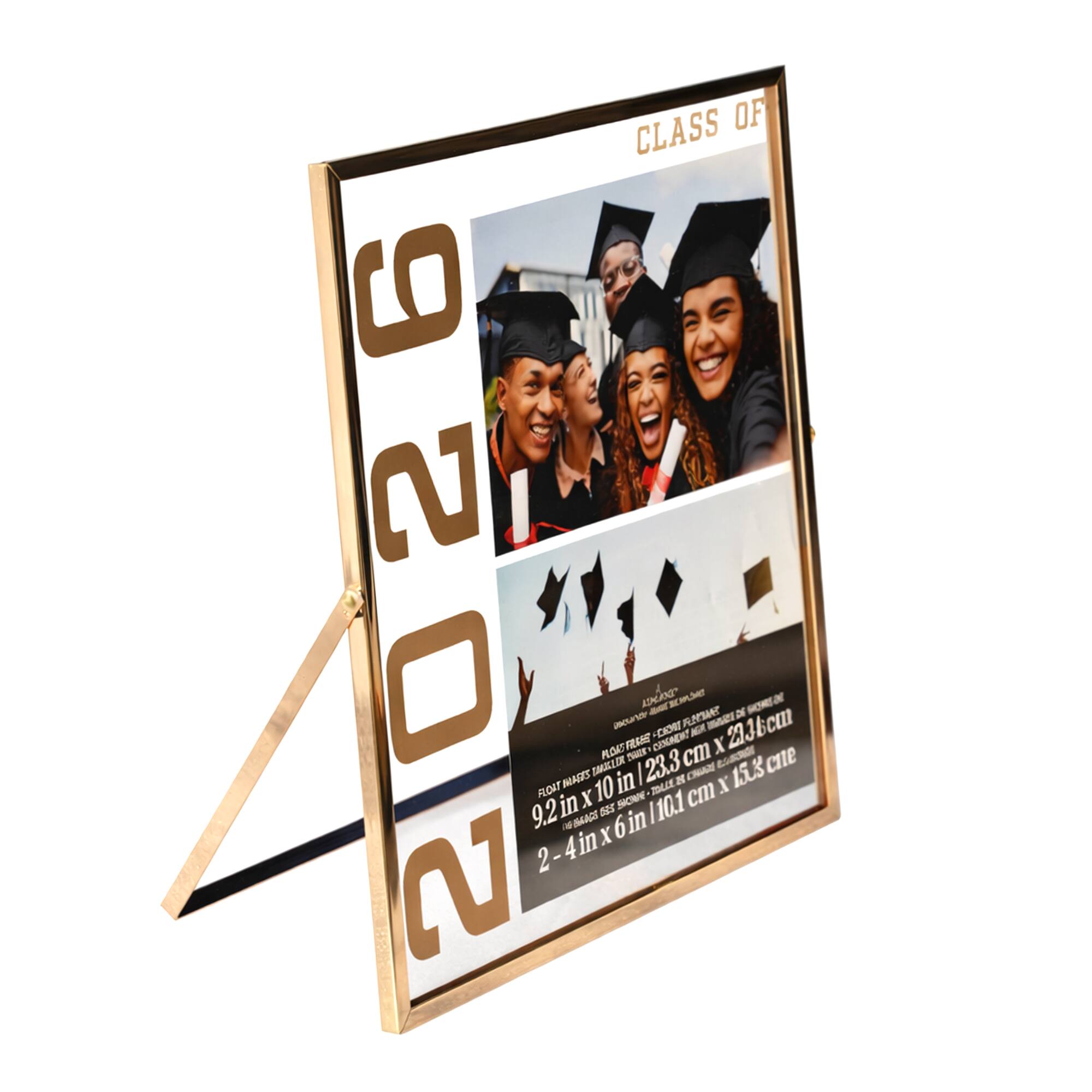 2 Opening 4" x 6" Gold 2026 Metal Tabletop Float Frame, Graduation by Ashland®